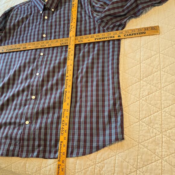 Duluth Trading Co Shirt Men's 3XL Red Blue Plaid Wrinkle Fighter Classic Casual - Picture 7 of 8